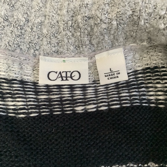 Black gray Stripe Oversize loose knit cardigan - Picture 2 of 4